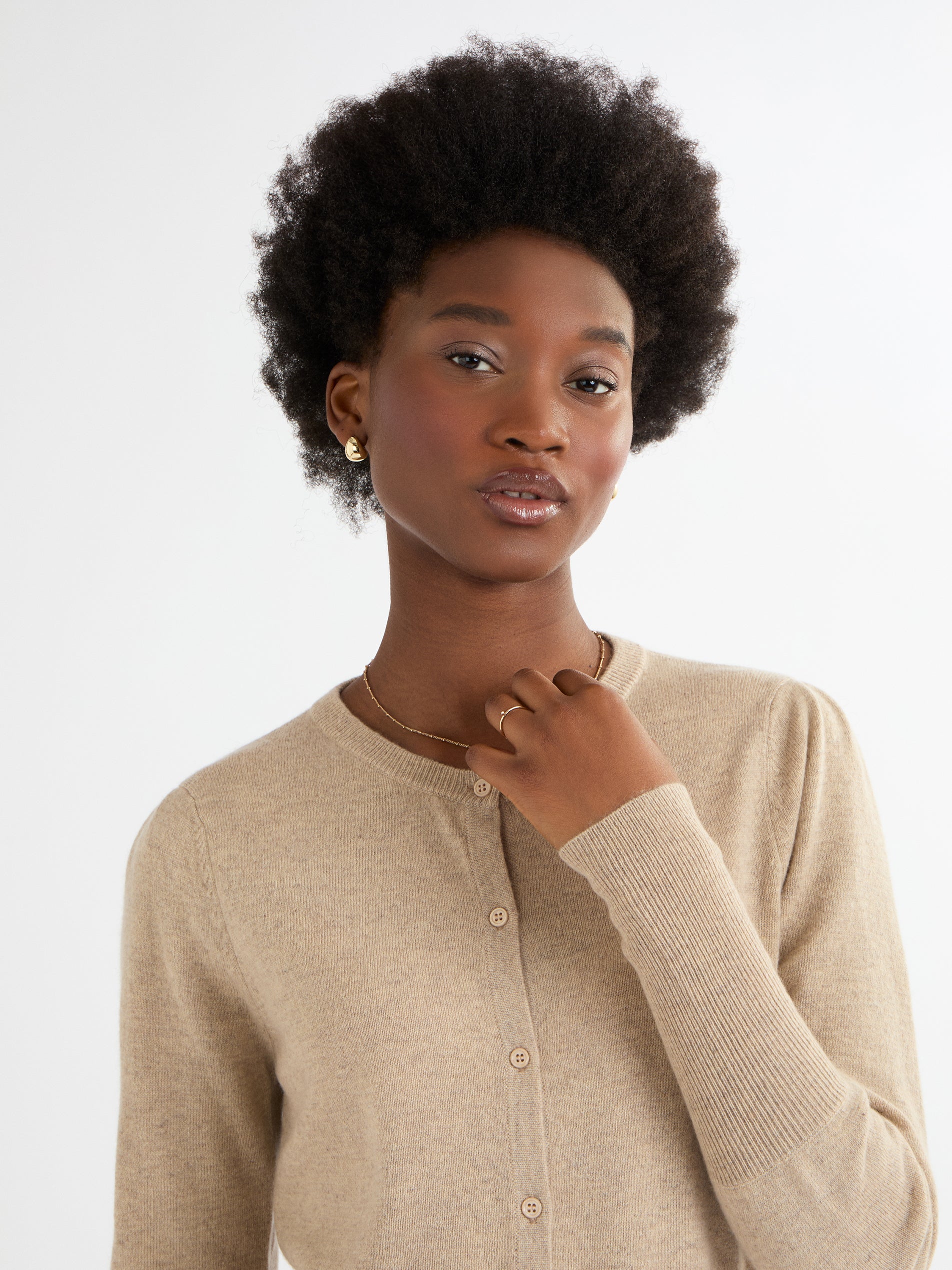 Essential Cashmere Standard Crew Neck Cardigan – Cocoa Cashmere London