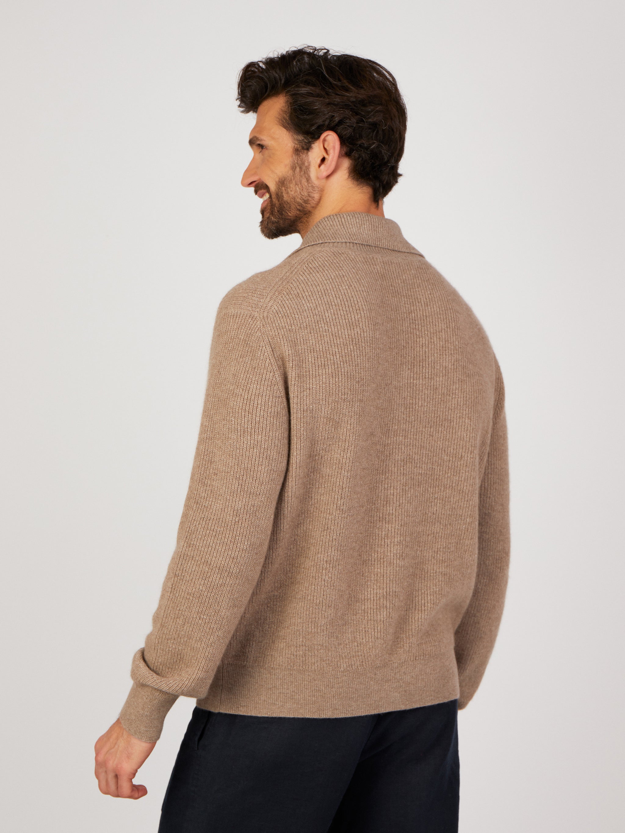 Oliver Natural Brown Cashmere Cardigan – Cocoa Cashmere London
